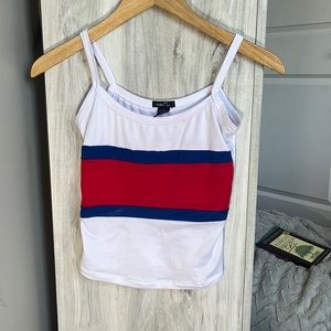 White, Blue, and Red tanktop